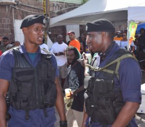Officers ensuring citizen safely during J'ouvert 
