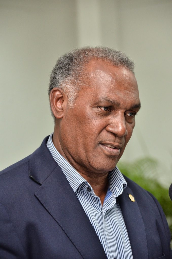 Premier Amory at Nevis town hall