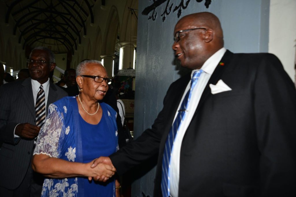 Lady Inniss and Sir Probyn Inniss at church