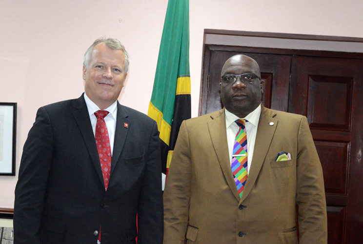 PM HARRIS AND SWITZERLAND’S AMBASSADOR TO ST. KITTS AND NEVIS HOLD BILATERAL DISCUSSIONS