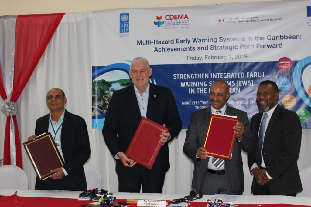 Historical signing of commitment statements by Caribbean countries to strengthen early warning systems