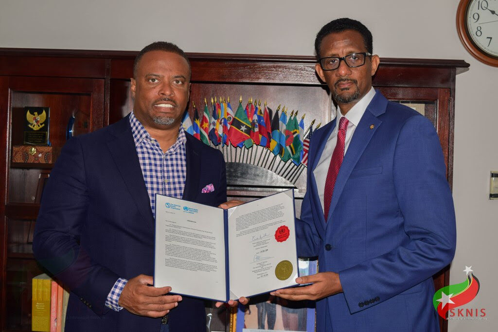 NEWLY APPOINTED PAHO/WHO REPRESENTATIVE PRESENTS CREDENTIALS TO FOREIGN MINISTER BRANTLEY