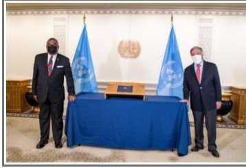 H.E Ian McDonald Liburd Officially Presents Credentials to United Nations Secretary General