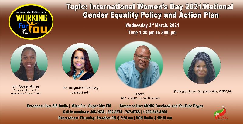 INTERNATIONAL WOMEN’S DAY AND NATIONAL GENDER POLICY TO BE DISCUSSED ON WORKING FOR YOU ON WEDNESDAY, MARCH 3