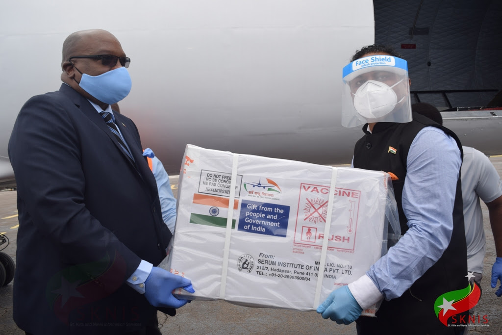 ST. KITTS AND NEVIS RECEIVES 20, 000 DOSES OF COVID-19 VACCINES FROM INDIA