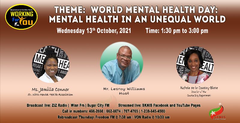 MENTAL HEALTH IN AN UNEQUAL WORLD IS TOPIC ON WORKING FOR YOU ON WEDNESDAY, OCTOBER 13