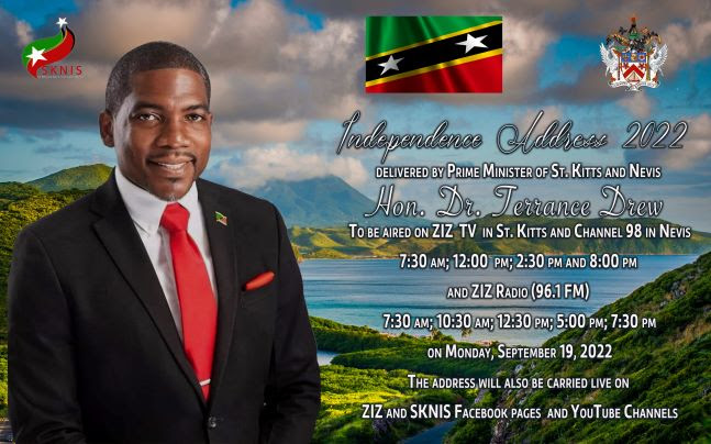 PRIME MINISTER HON. DR. TERRANCE DREW TO GIVE NATIONAL ADDRESS ON INDEPENDENCE DAY