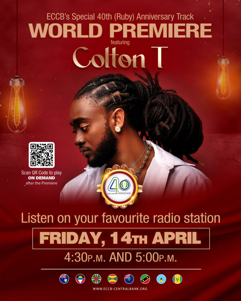 You are invited to listen to the World Premiere Launch of the ECCB’s Special 40th (Ruby) Anniversary Track featuring Colton T