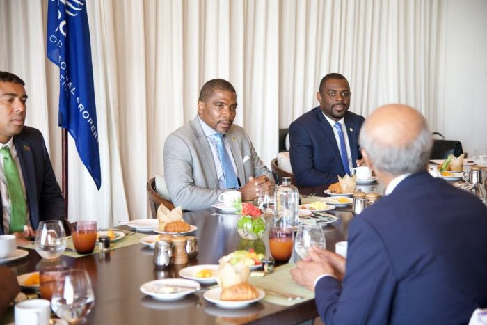 Prime Minister Drew and Delegates Hold Breakfast Bilateral Meeting with the World Intellectual Property Organization (WIPO)