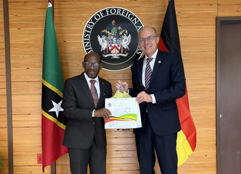German Ambassador His Excellency Dr. Christophe EickDiscusses Bilateral Cooperation with Minister of Foreign Affairs the Rt. Hon. Dr. Denzil Douglas